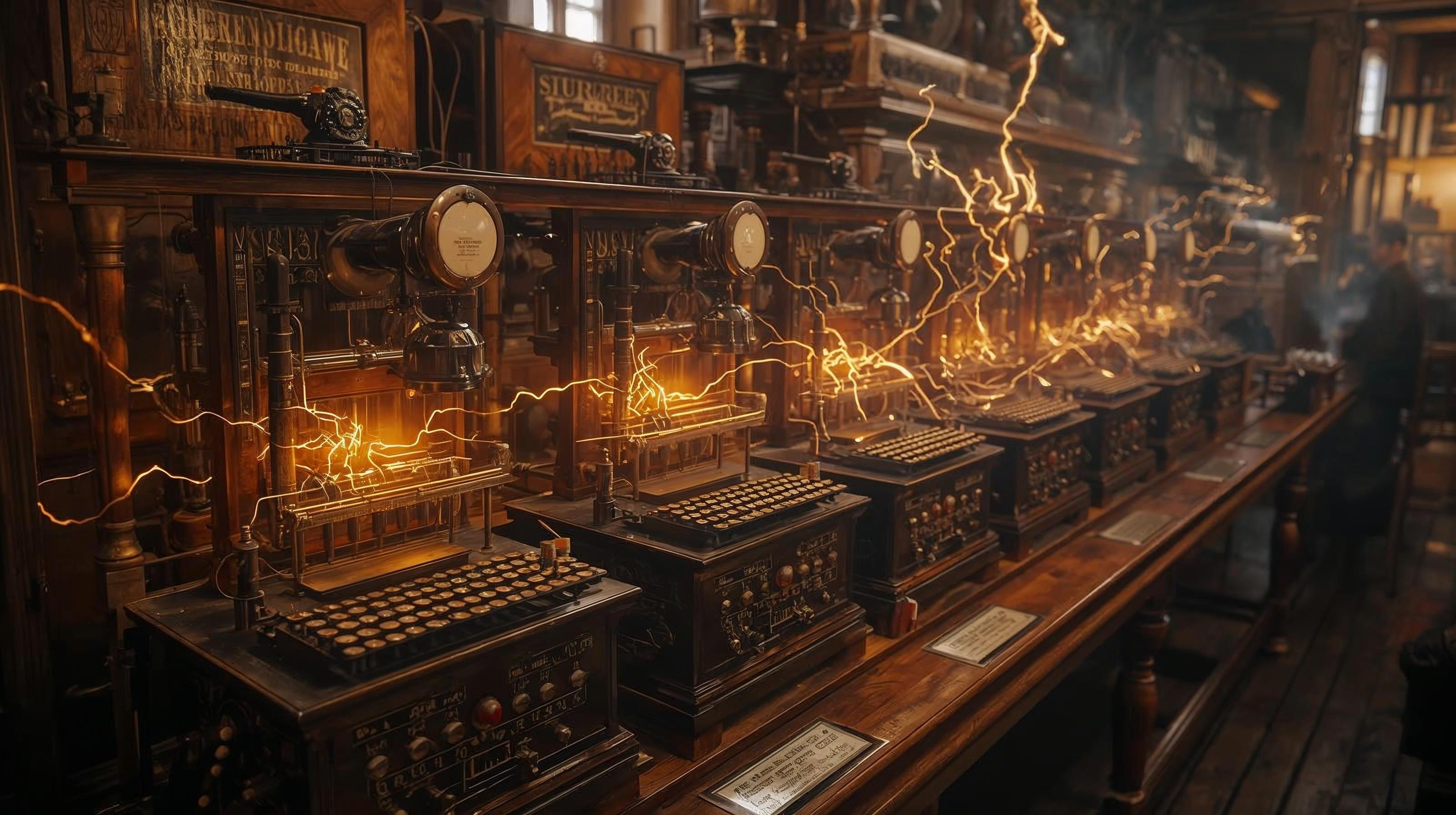 Oficina telegráfica del siglo XIX afectada por corrientes geomagnéticas durante el Evento Carrington de 1859