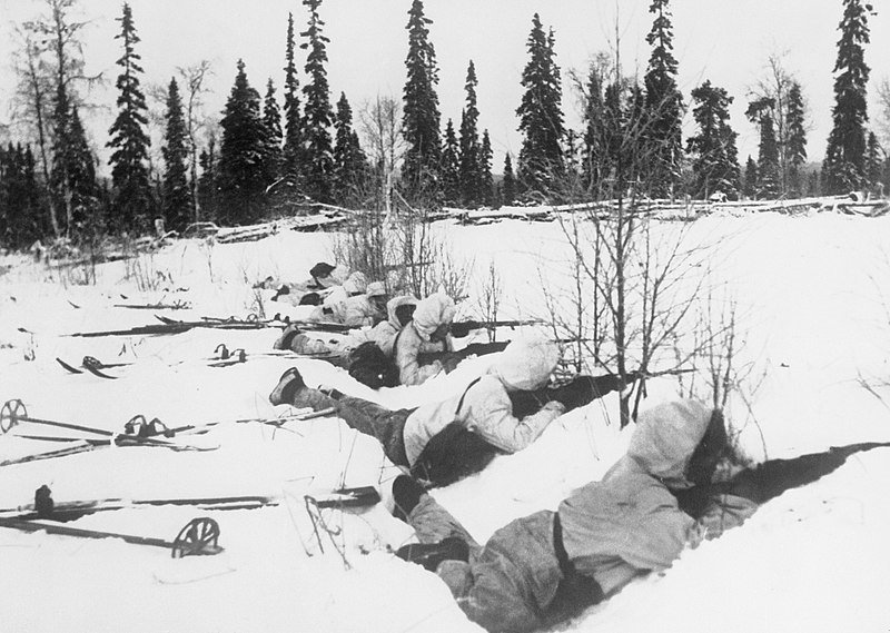 Bosques nevados de Karelia durante la Guerra de Invierno