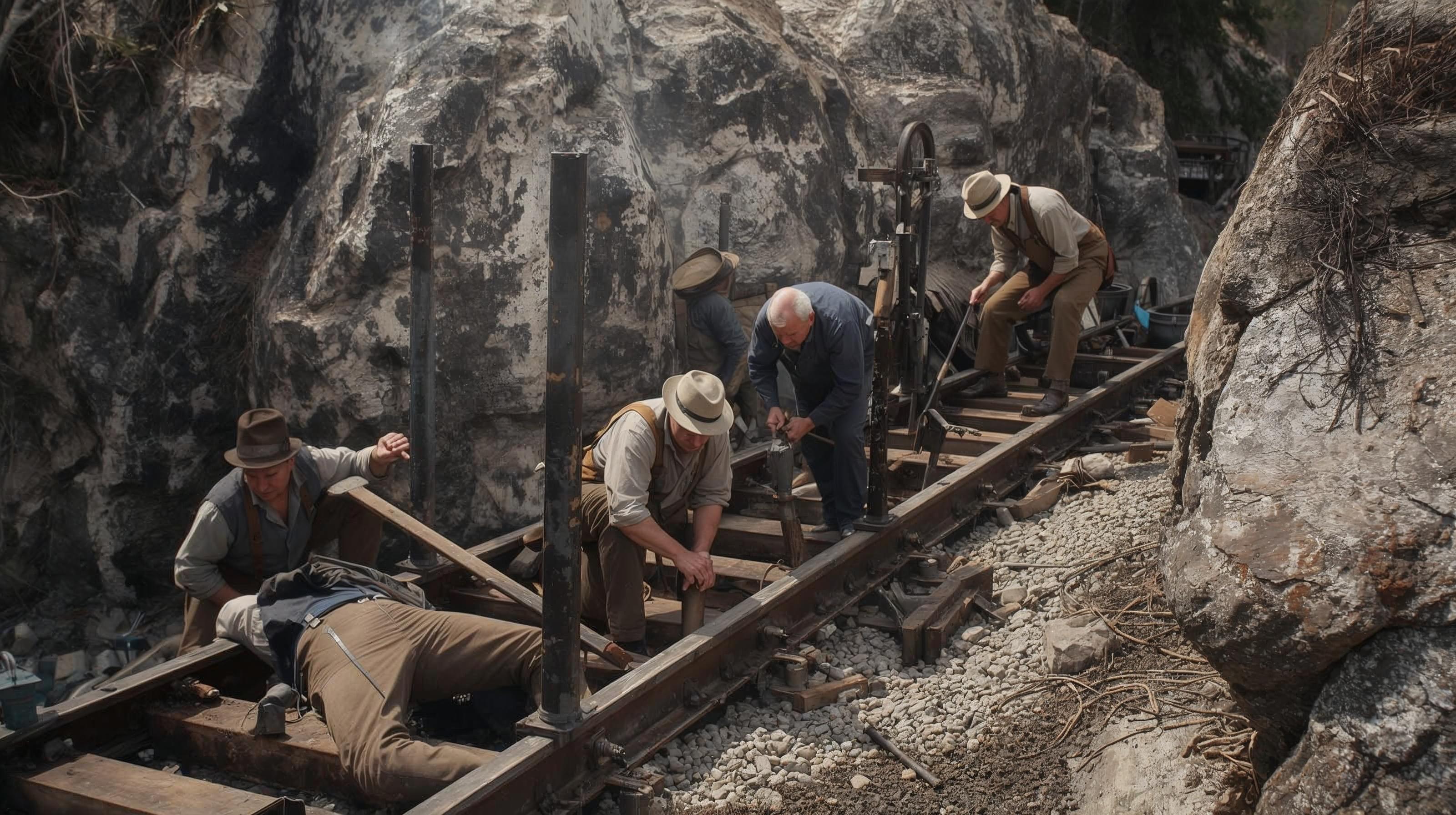 Trabajos ferroviarios con pólvora en Estados Unidos siglo XIX