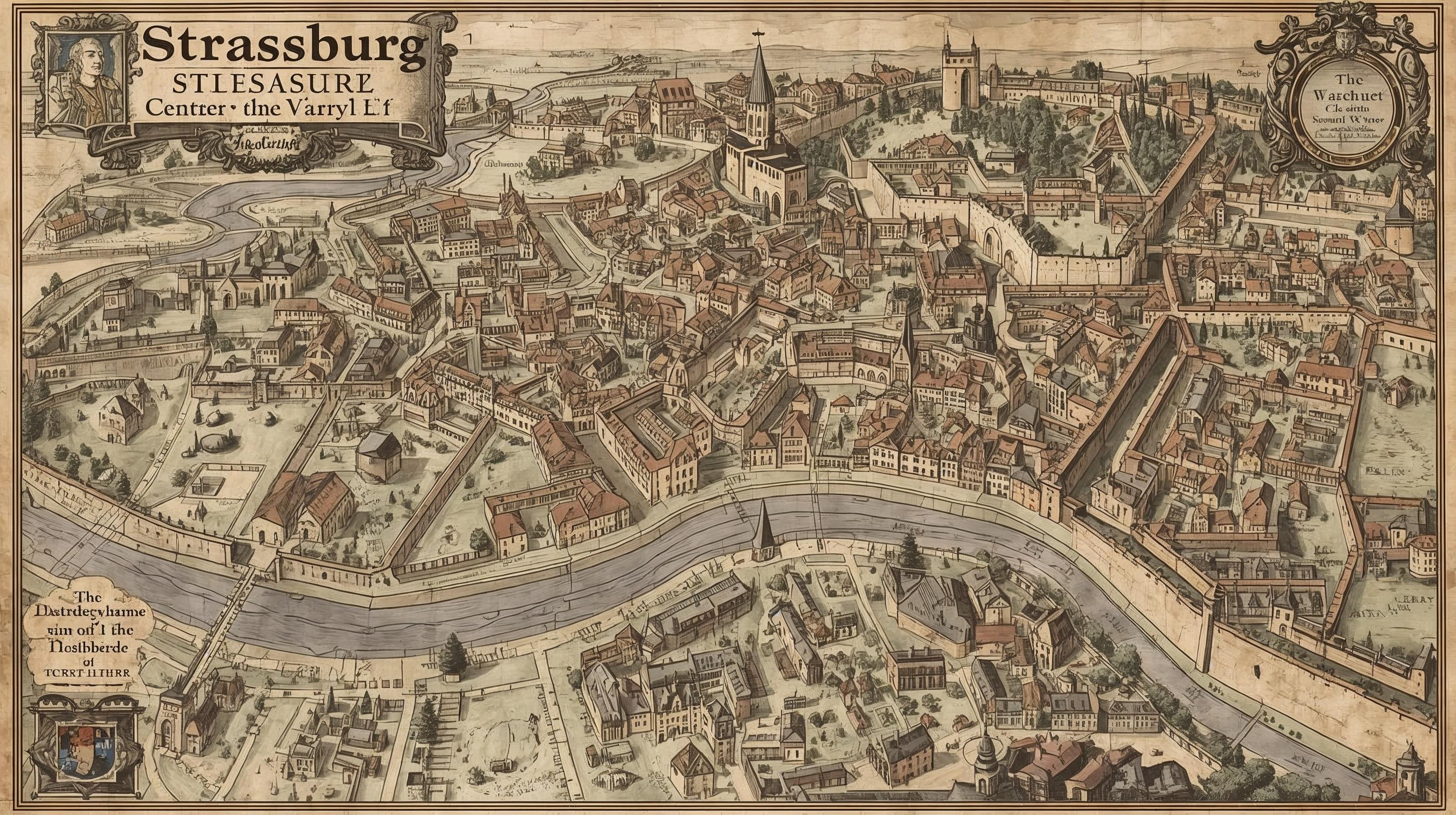 Mapa histórico de Estrasburgo a comienzos del siglo XVI