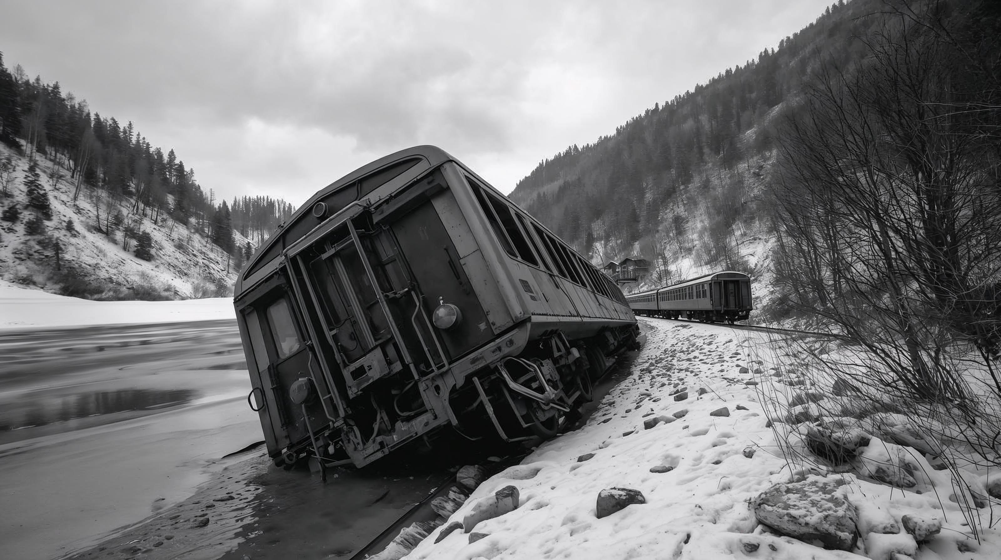 Tren descarrilado en Yugoslavia en los años 60 cayendo a un río helado, contexto del accidente de Frano Selak