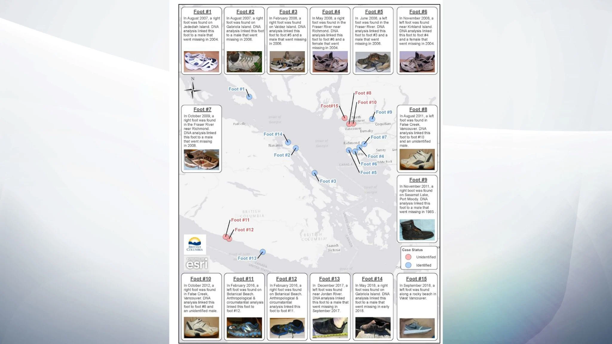 Mapa oceanográfico de las zapatillas del terror en Mar de Salish